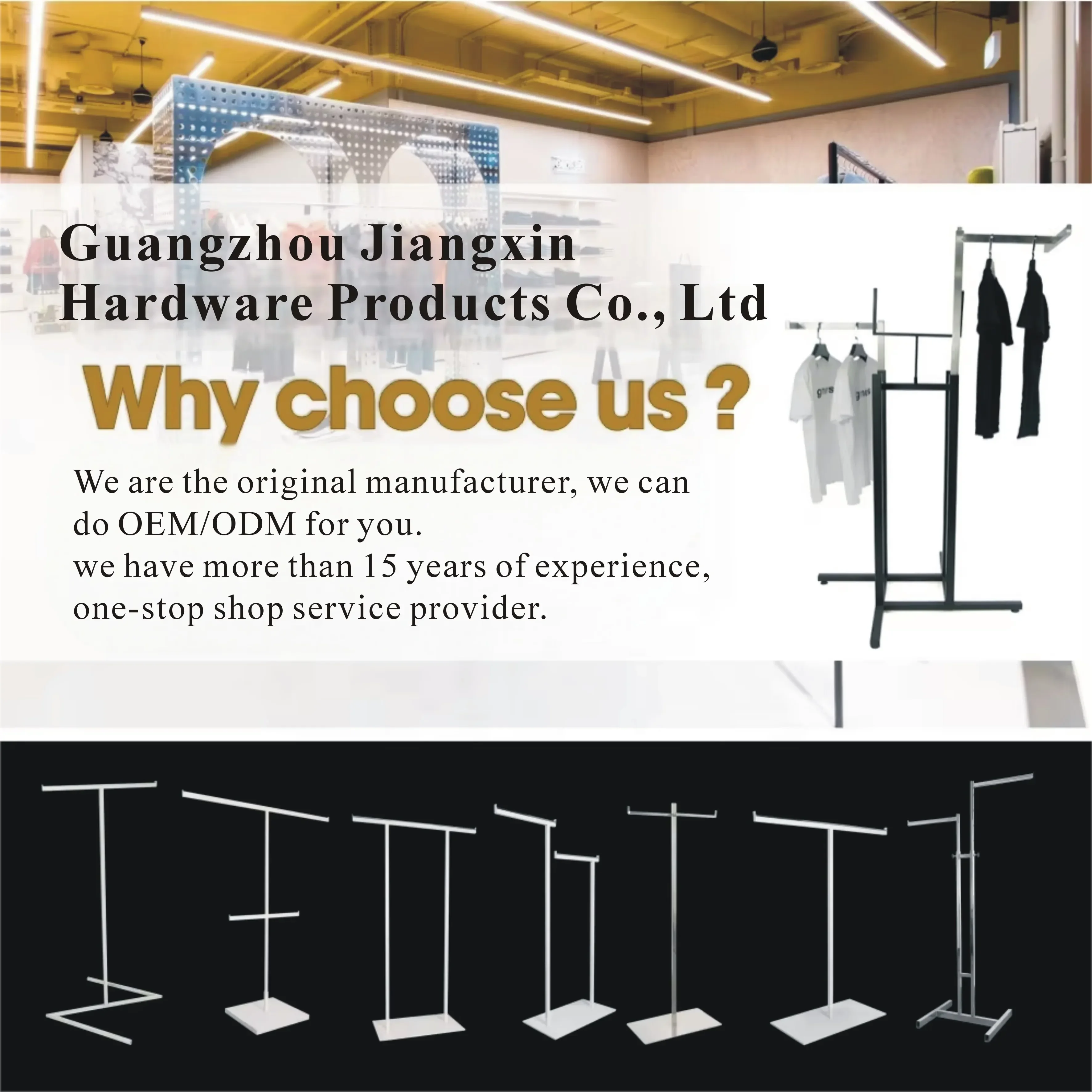 Customized Metal & Wood Foldable Clothes Display Rack Personalized Hanging Clothing Shelf For Store Use