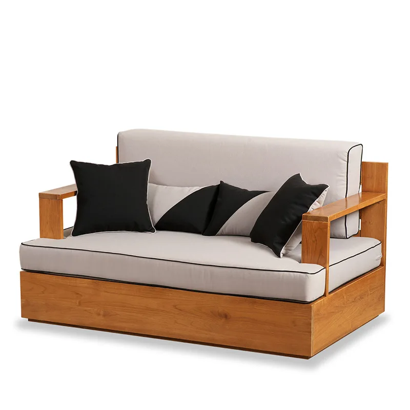 Outdoor furniture anti-sun balcony courtyard solid wood sofa combination