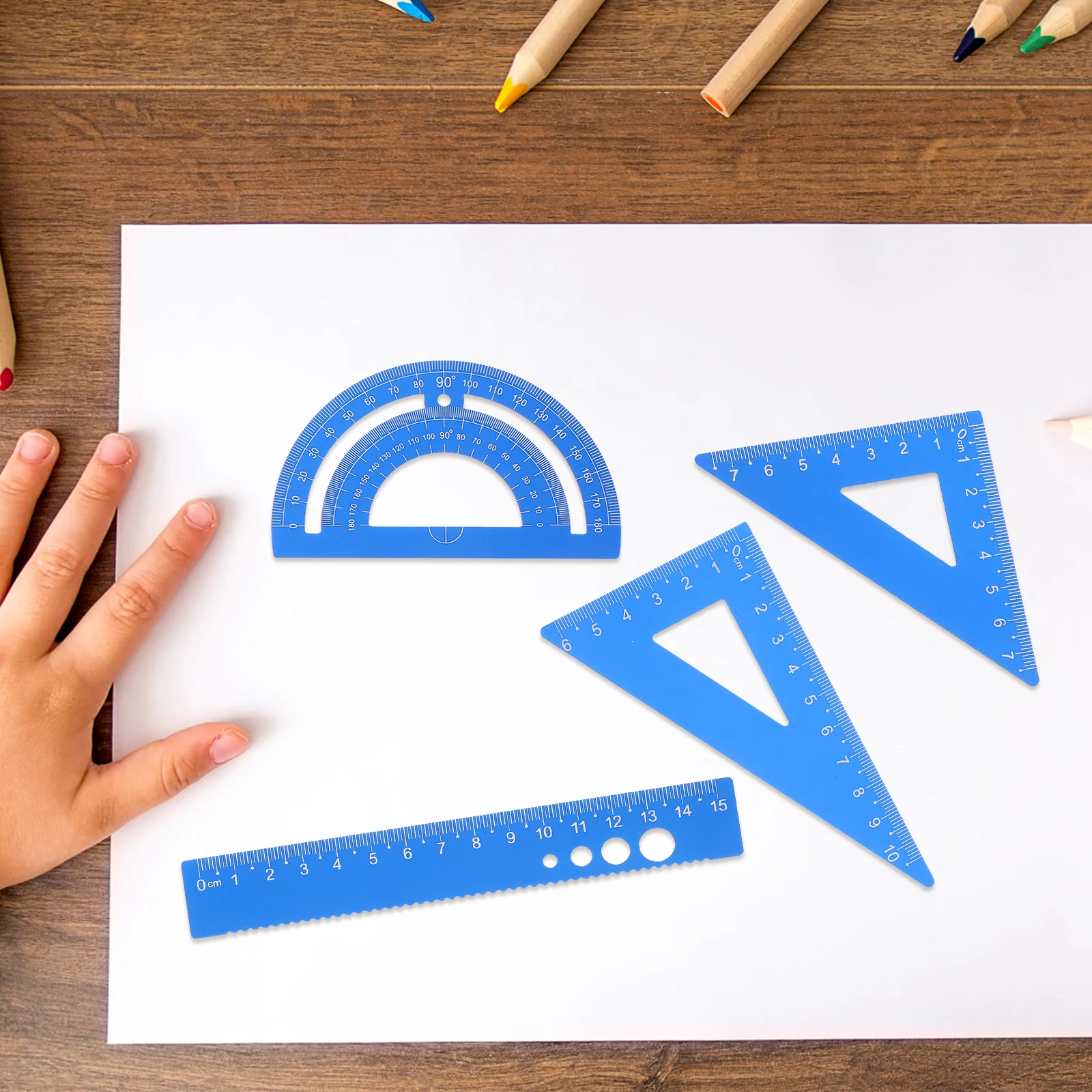 مجموعة واحدة من مسطرة معدنية مسطرة مثلثة للرسم الاحترافي مع دقة مقياس للمهندسين أدوات صياغة المكتب للطلاب #2