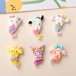 10PCS Resin Cartoon Color Mermaid Series Flatback Stone Home Decor Princess Fairy Figurine Scrapbook DIY Accessories Craft