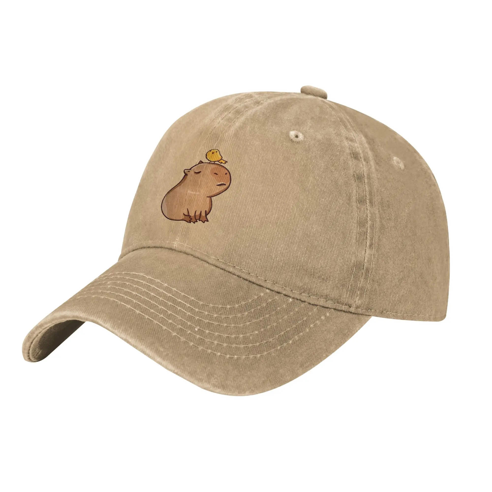 Capybara with Bird Unisex Baseball Caps  Distressed Denim Washed Hats Cap Retro Outdoor Running Golf  Adjustable Sun Cap