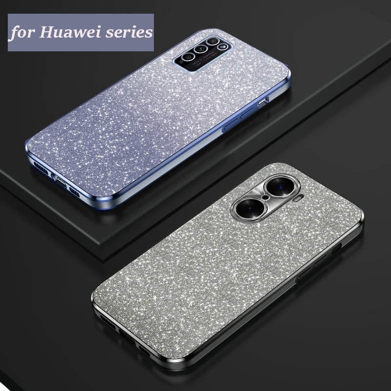 Honor50 Luxury Gradient Glitter Plating Case on For Huawei Honor 50 50se 60 20 30 90 Pro 30 20 Lite 30s Cover Nova 10 11 Pro Se