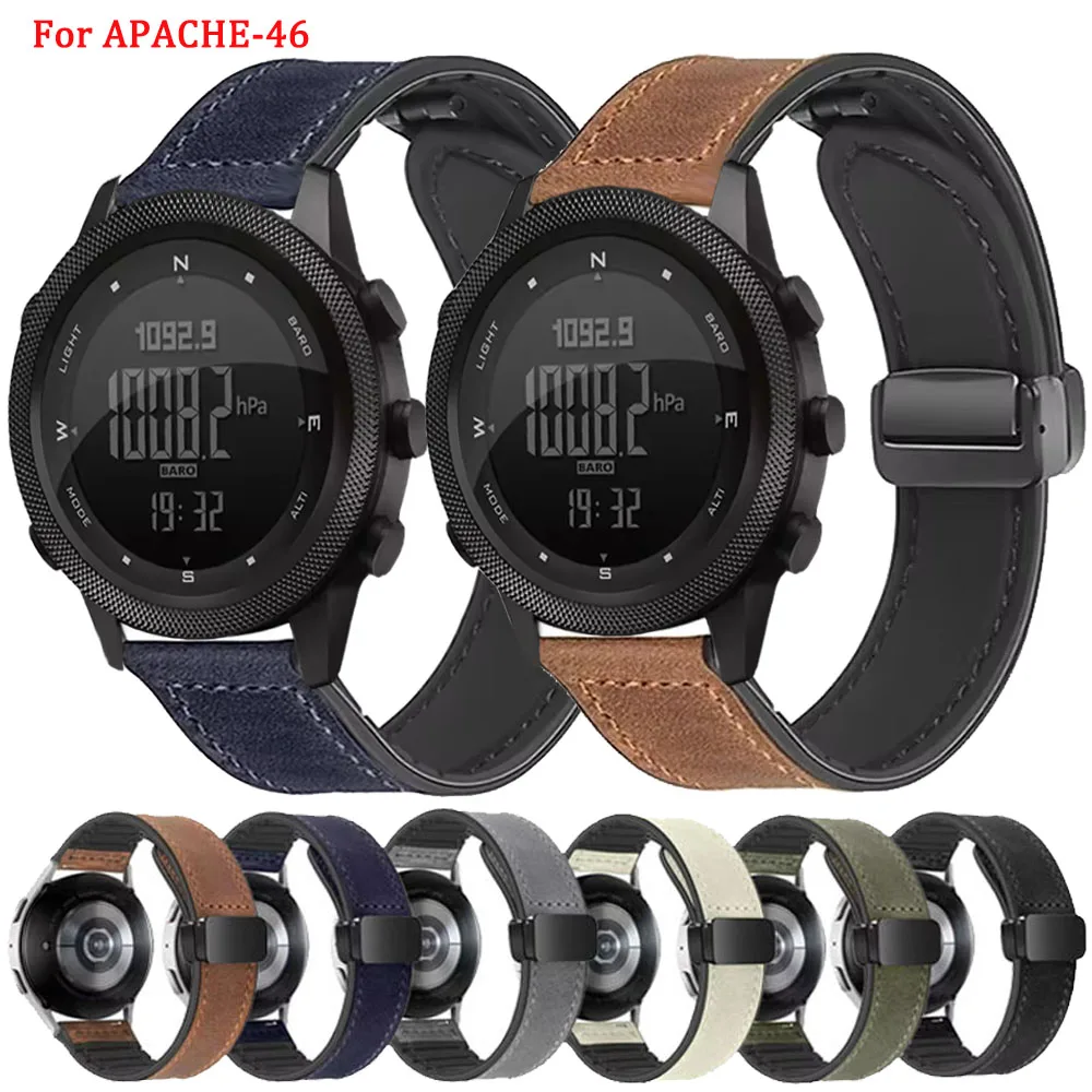22mm Magnetic Clasp Silicone Leather Band For NORTH EDGE APACHE-46 Smartwatch Strap For APACHE-46 Replacement Bracelet Correa
