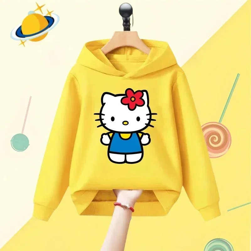 Disney hello kitty Kids Hoodie Anime cartoon print Autumn Winter long sleeve sweatshirt boys girls Kawaii casual top clothing