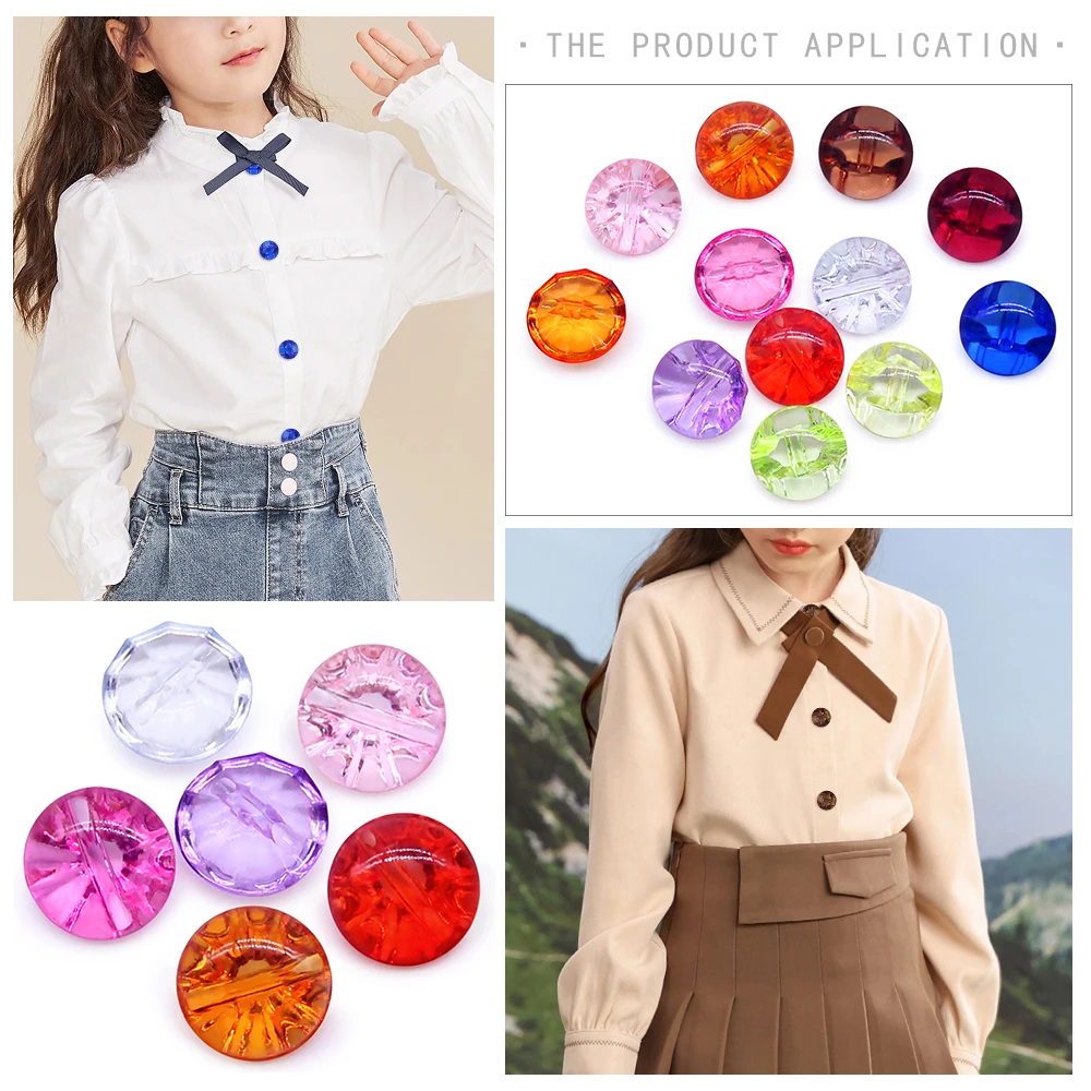 New 30pcs/lot 12mm Colorful Acryl Clear Sewing Buttons For Women Girls Shirt Clothing Handmade DIY Crafts Accessories