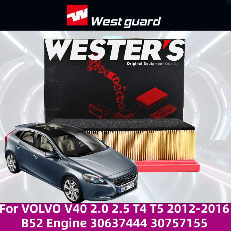 

For VOLVO V40 2.0 2.5 T4 T5 2012-2016 B52 Engine, WESTGUARD MA9521 Air Filter High Performance Car Accessories 30637444 30757155