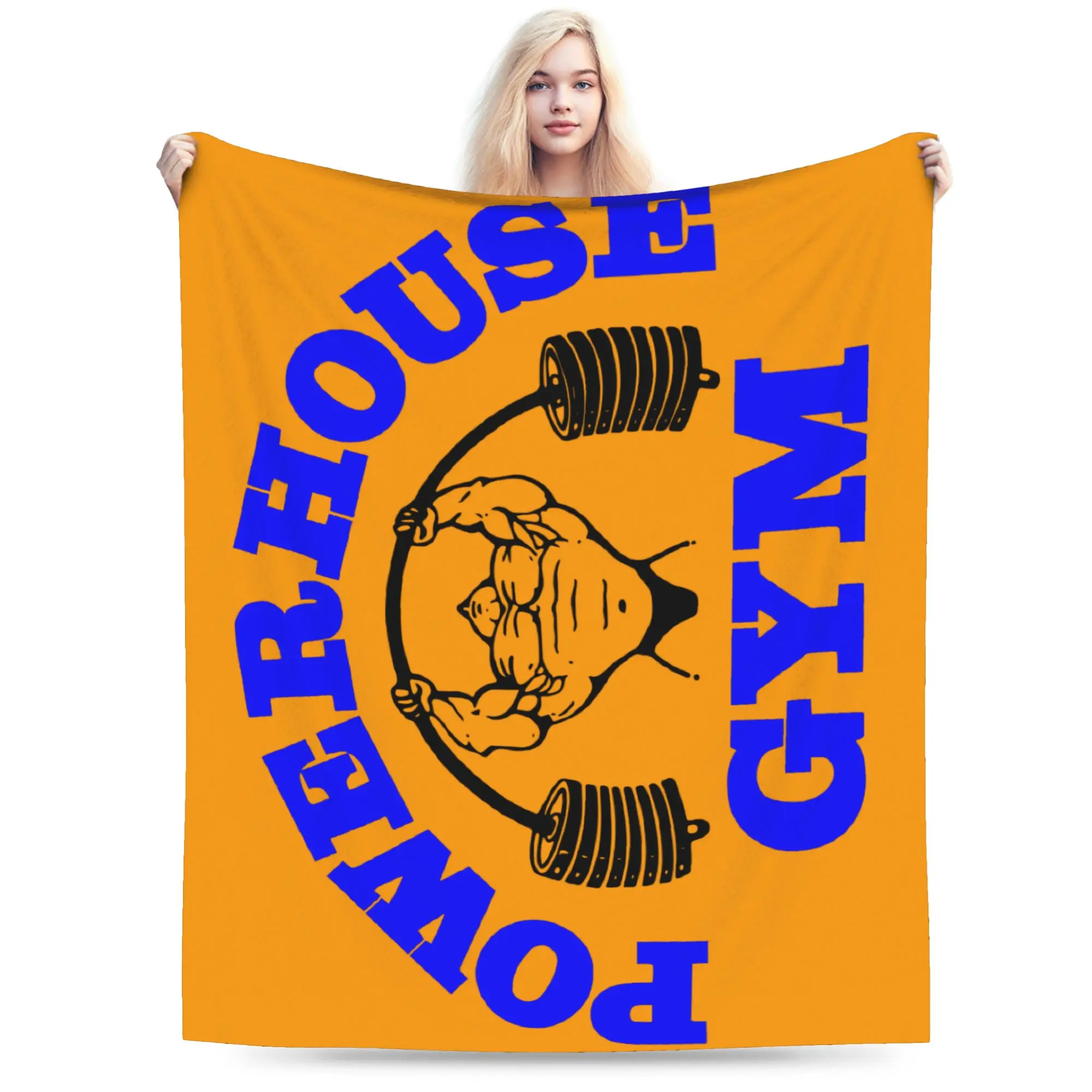 Custom Powerhouse Gym Blanket Soft Fleece Spring Autumn Flannel Bodybuilding Fitness Throw Blankets for Sofa Outdoor Bed Quilt