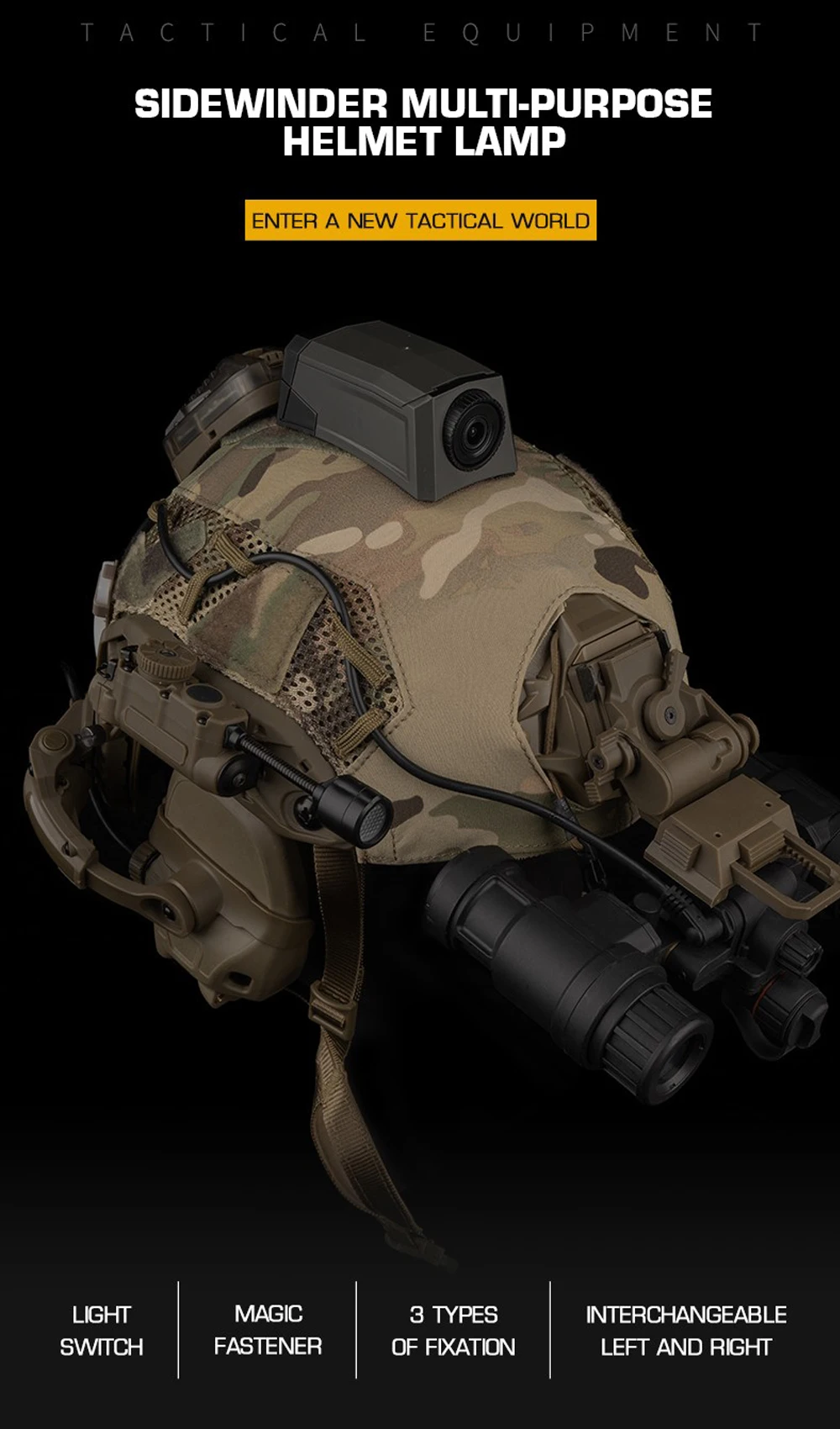 Sidewinder Helmet Lamp Tactical Strobe Light Red/Green/Blue/White/IR Head IFF Light Hunting Fishing Auxiliary LED Flashlight