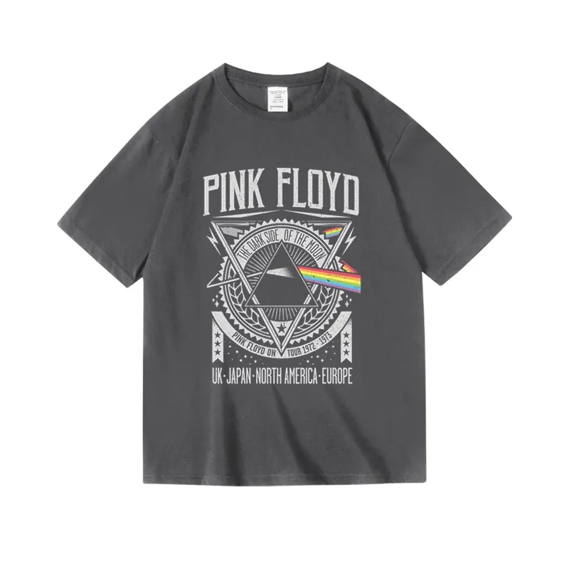 تي شيرت Pink Floyd Dark Side Of The Moon تي شيرت جرافيك عتيق للجنسين كبير الحجم من القطن الهيب هوب ملابس الشارع الشهير للرجال والنساء
