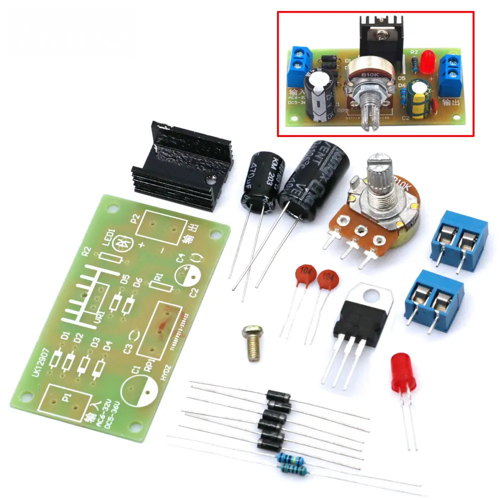 LM317 Adjustable Regulated Power Supply Kit Continuous Adjustable DC Power Supply LM317 DIY Teaching Training Parts 1.5V-12V