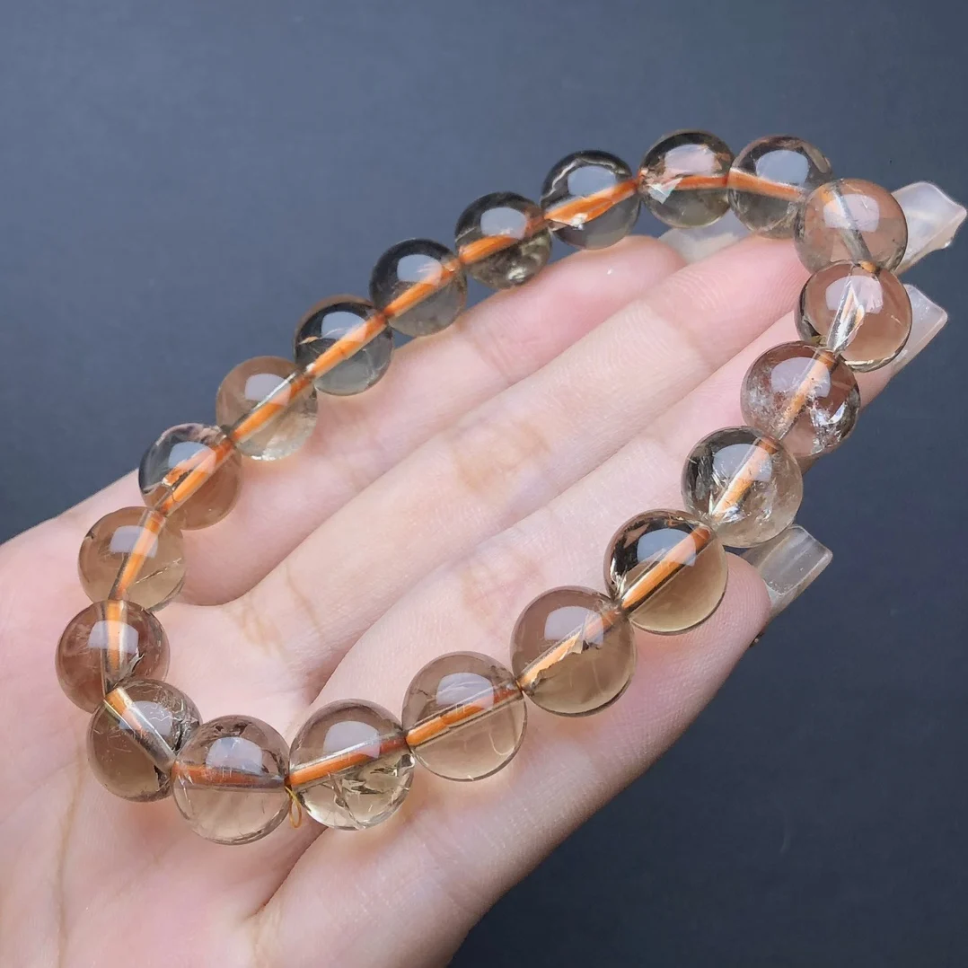 10MM Natural Smoky Quartz Bracelet Men Women Tea Brown Rock Crystal Healing Energy Bangles Yoga Meditation Jewelry Gifts 1PCS