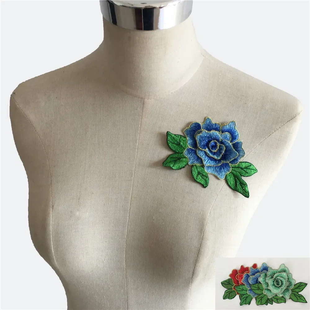 High quality 3D flower Embroidery Polyester applique on clothes Lace Collar for sewing DIY Lace Fabric Needlework accessories