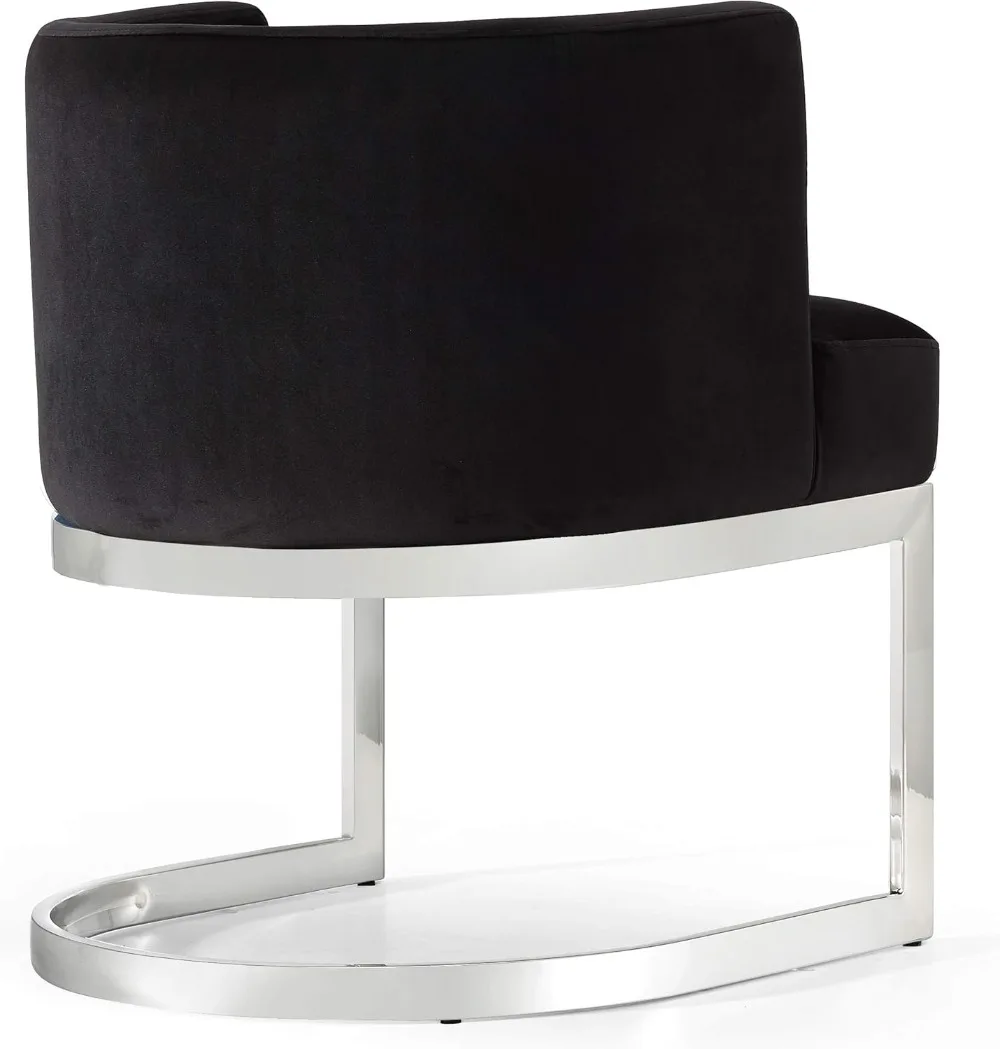 Modern | Contemporary Velvet Upholstered Dining Chair with Polished Chrome Metal Frame, 24