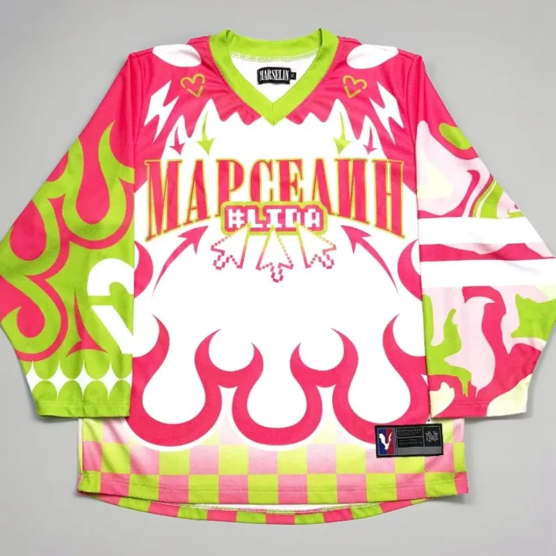 Y2k марселин Jersey Long Sleeves T shirt Streetwear Baseball Jersey Casual Tops Oversized Vintage Harajuku Casual Men Clothing