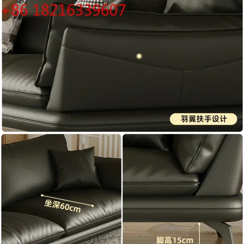 

Кожаная дизайнерская модель TAO Home Living Room из натуральной кожи первого слоя, черная, в стиле ретро