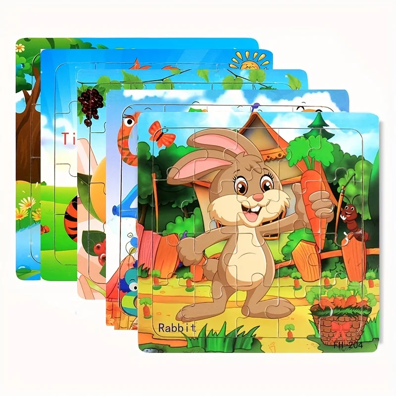 12 مجموعة من الألغاز الخشبية لنقل الحيوانات أرنب الفيل الأسد النمر الجزرة تعلم رياض الأطفال ألعاب تعليمية هدية #1