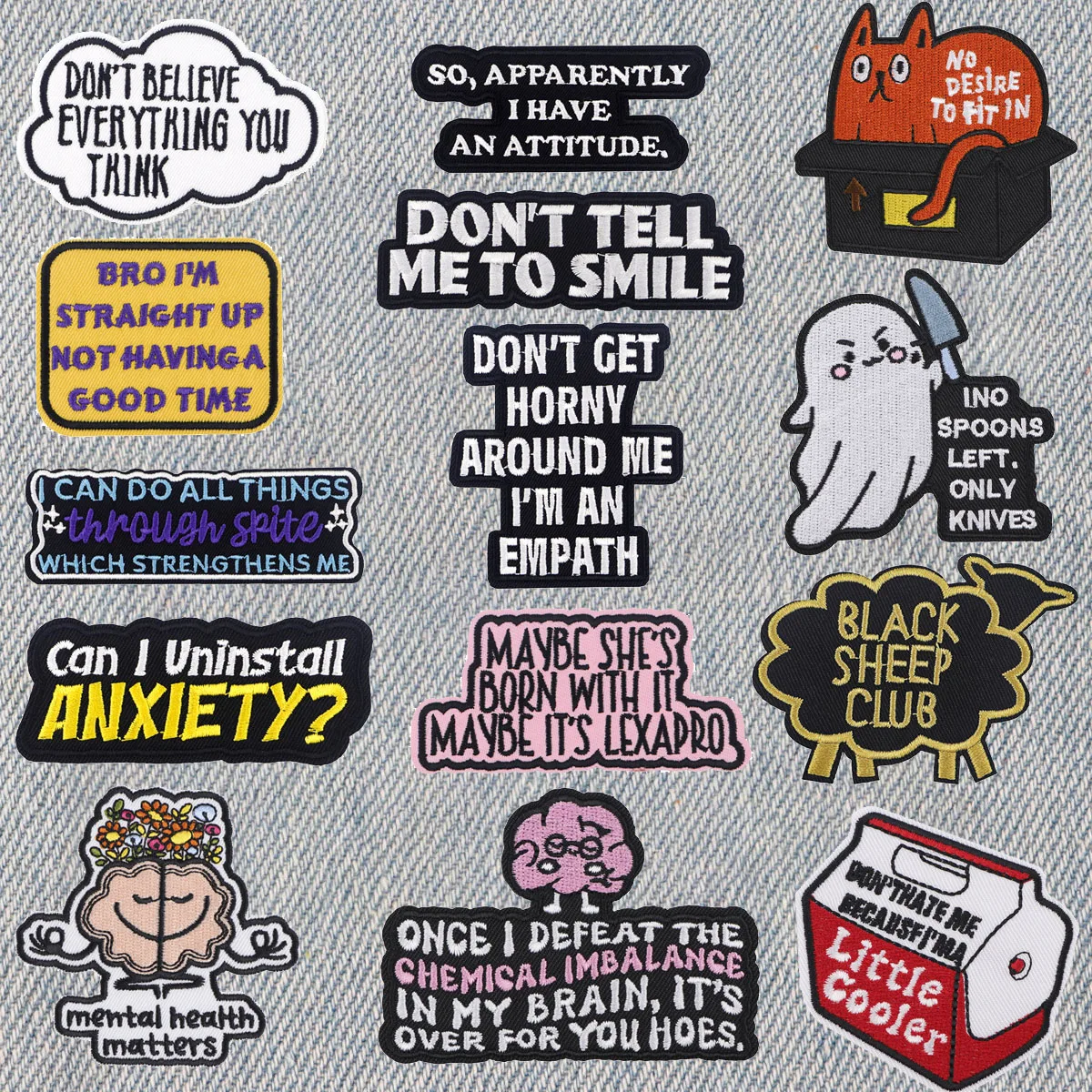 

Забавные нашивки с цитатами на одежду, черные овечьи Клубные вышитые нашивки, креативные значки, термоклейкая нашивка, «сделай сам», аксессуары для одежды