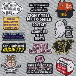 Funny Quotes Patches On Clothes Black Sheep Club Embroidered Patches Creative Badges Iron On Patch DIY Clothing Accessories