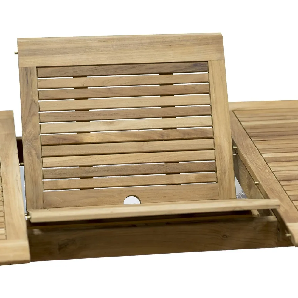 Conjunto de jantar retangular extensível de teca Georgetown de 9 peças com cadeiras pretas