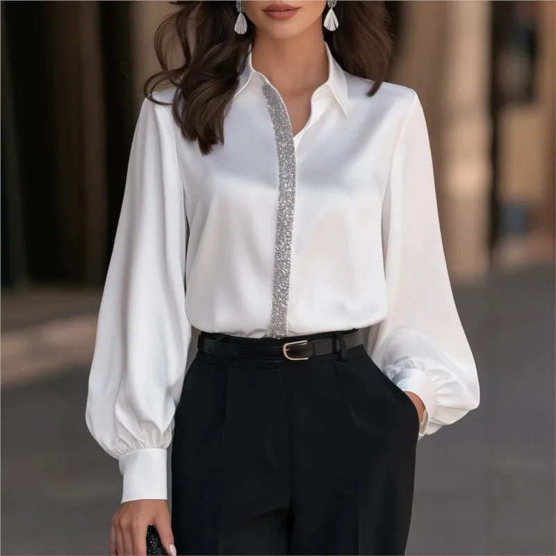 Spring Autumn New Shirt for Women Casual Long Sleeved Tops Simple Loose Lapel Single Breasted Shirts