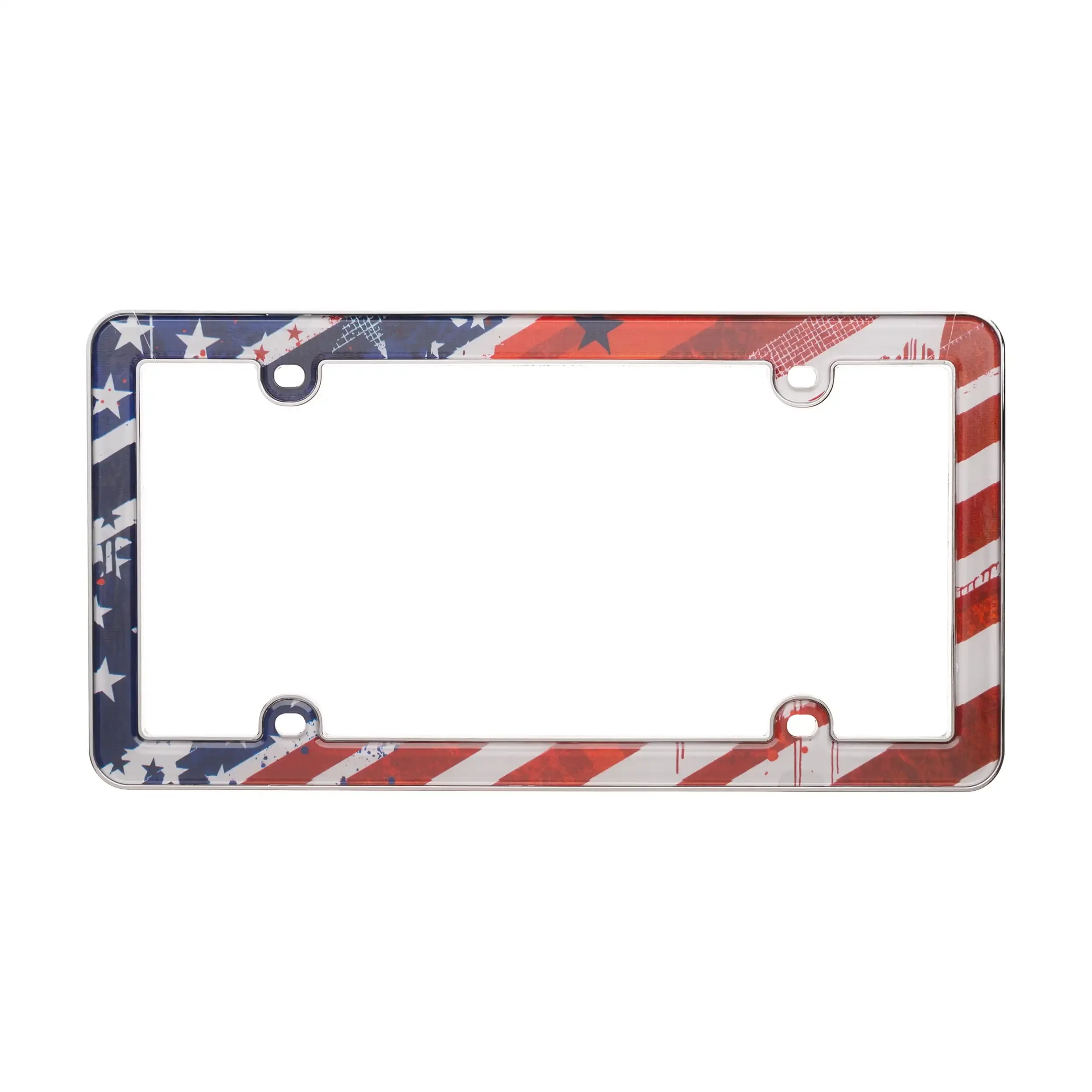 

American Flag License Plate Frame Metal - Standard Size 6.57" x 12.60" x 0.34", Rustproof & Durable Car Accessory.