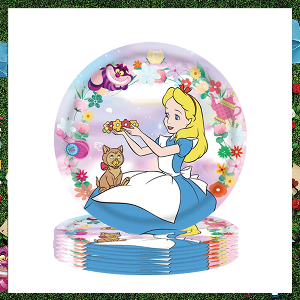 Disney Alice in Wonderland Party Supplies Balloons Cup Plates Napkins Tableware For Kids Baby Shower Birthday Party Decoration