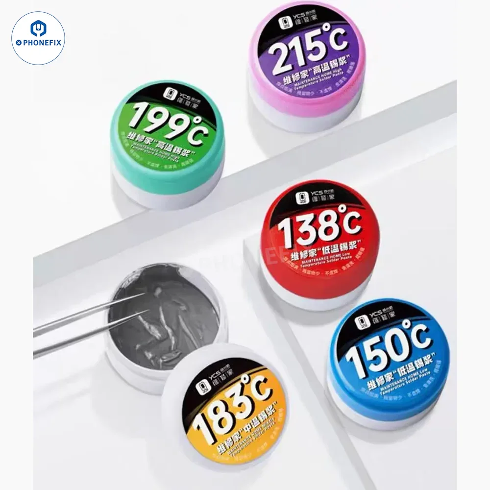 Оригинальная паяльная паста YCS 138. ℃   150 ℃   183 ℃   199 ℃   215 ℃   Оловянная паста для печатной платы мобильного телефона BGA CPU, оловянный флюс для посадки, инструменты для ремонта сварки