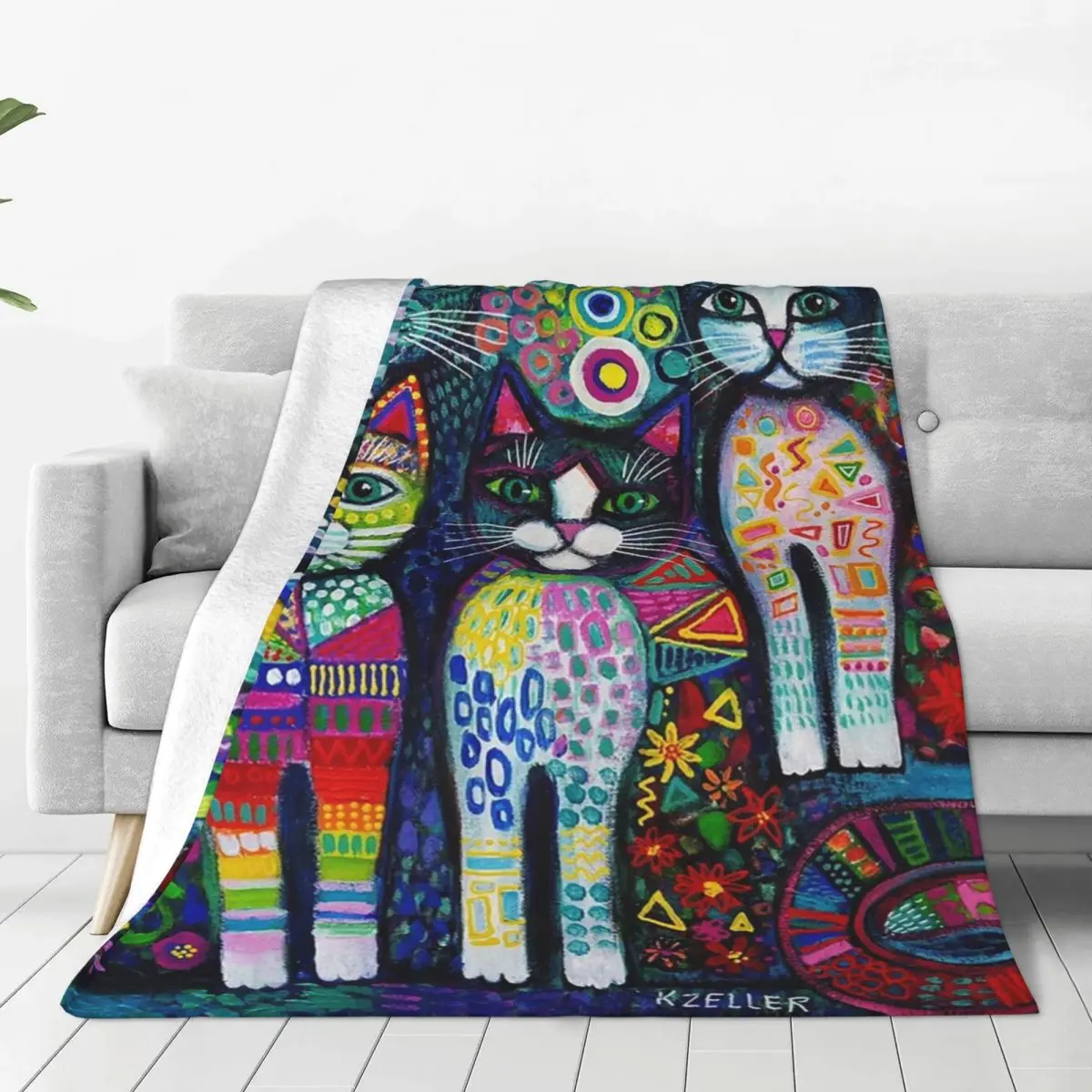 

Quirky Cats Blankets Flannel Super Soft Sofa Throw Blankets For Couch Bedding Office Throws Bedspread Quilt