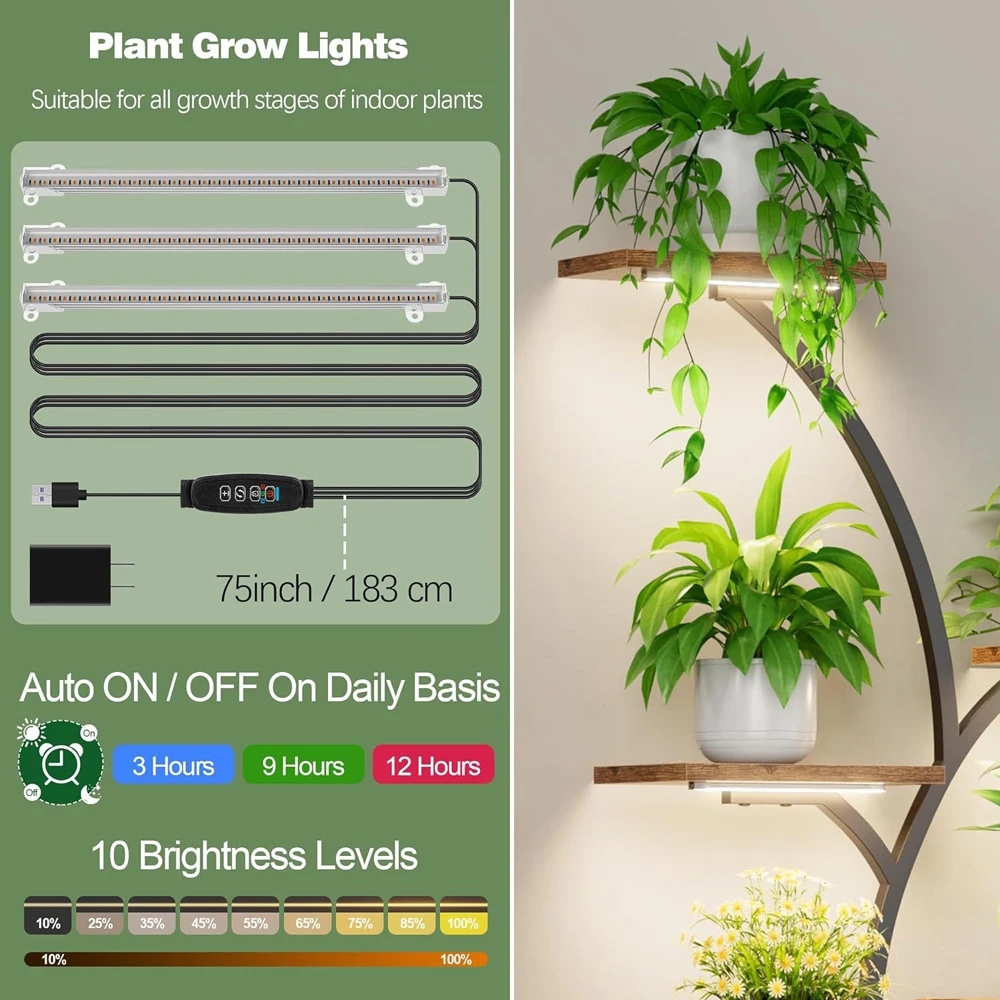 Wewnętrzna lampa LED do uprawy roślin z czerwonym i niebieskim światłem, interfejs USB, automatyczny timer, inteligentna regulacja, możliwość mocowania taśmy świetlnej, lampa do roślin.
