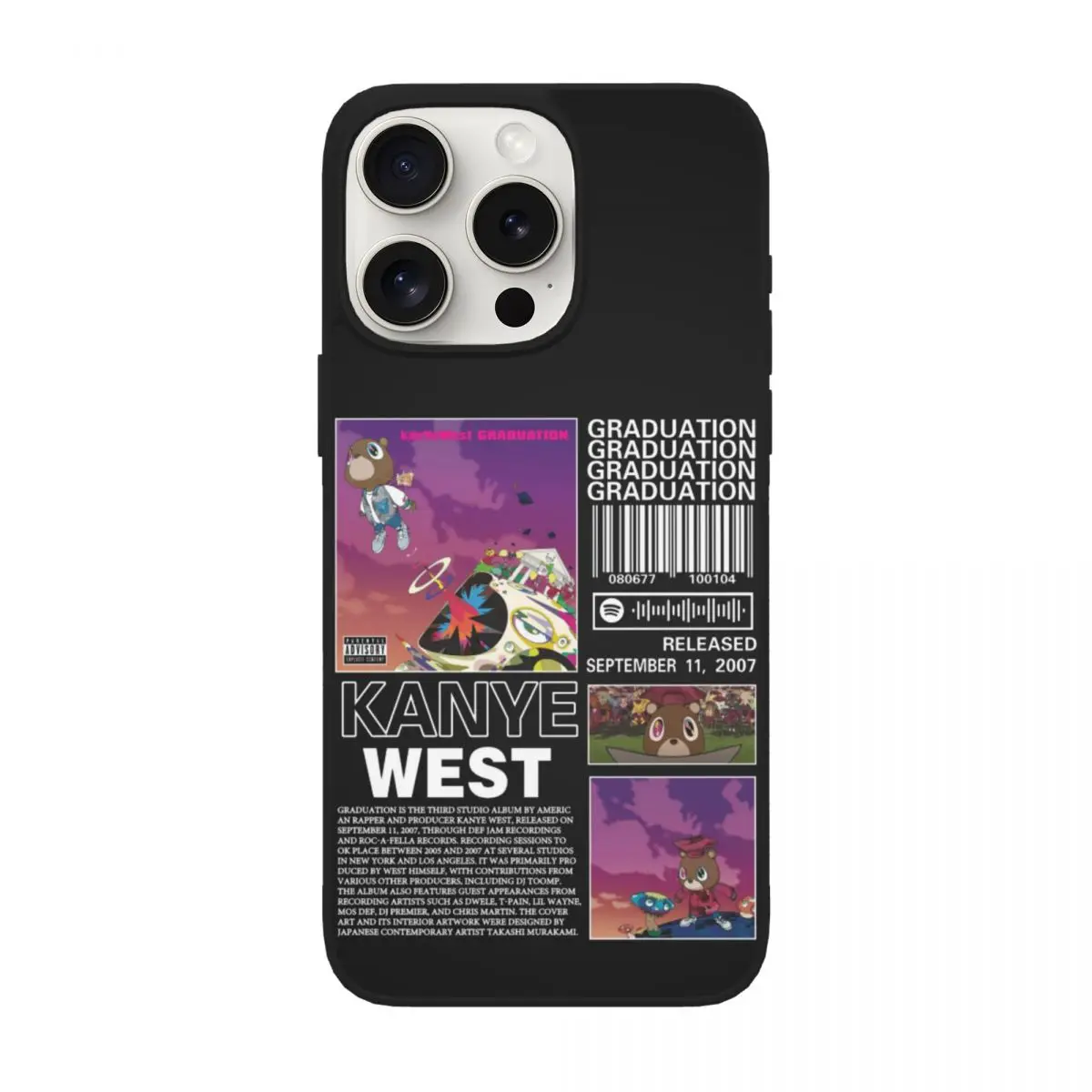 Kanye West Graduation Hip Hop Rapper Phone Case for iPhone 15 14 13 Pro Max Plus Mini Fundas For Apple Cover