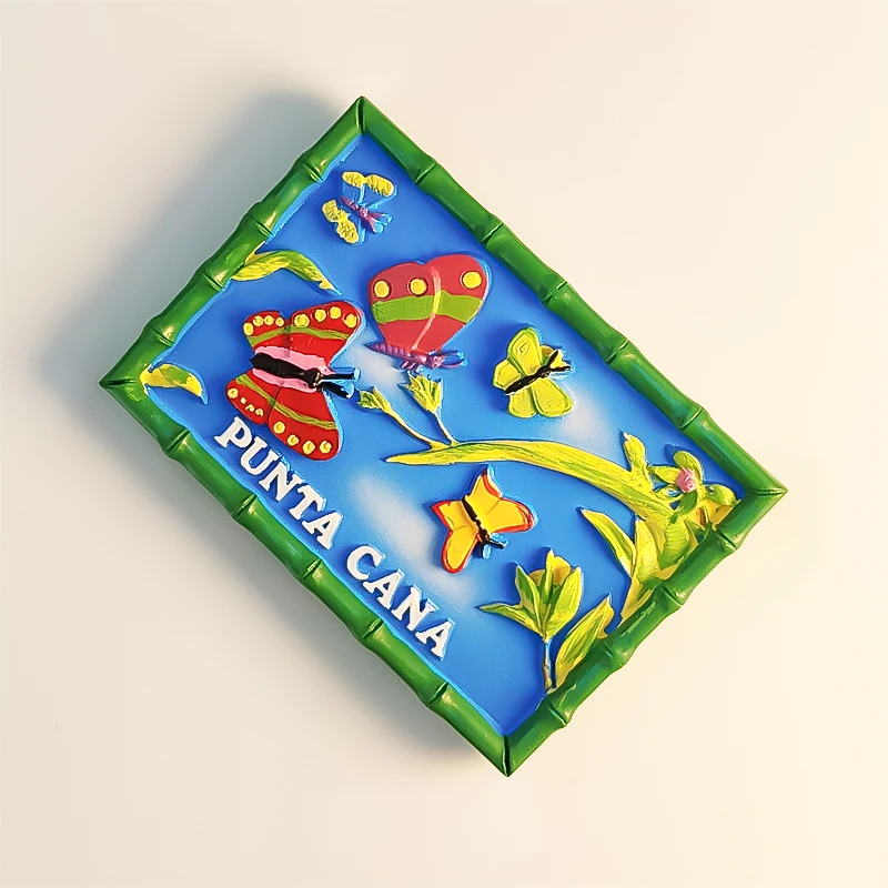 Dominican，Punta Cana ，butterfly，3D Stereoscopic，Tourism souvenirs，Resin painting，Decoration home，Refrigerator magnets