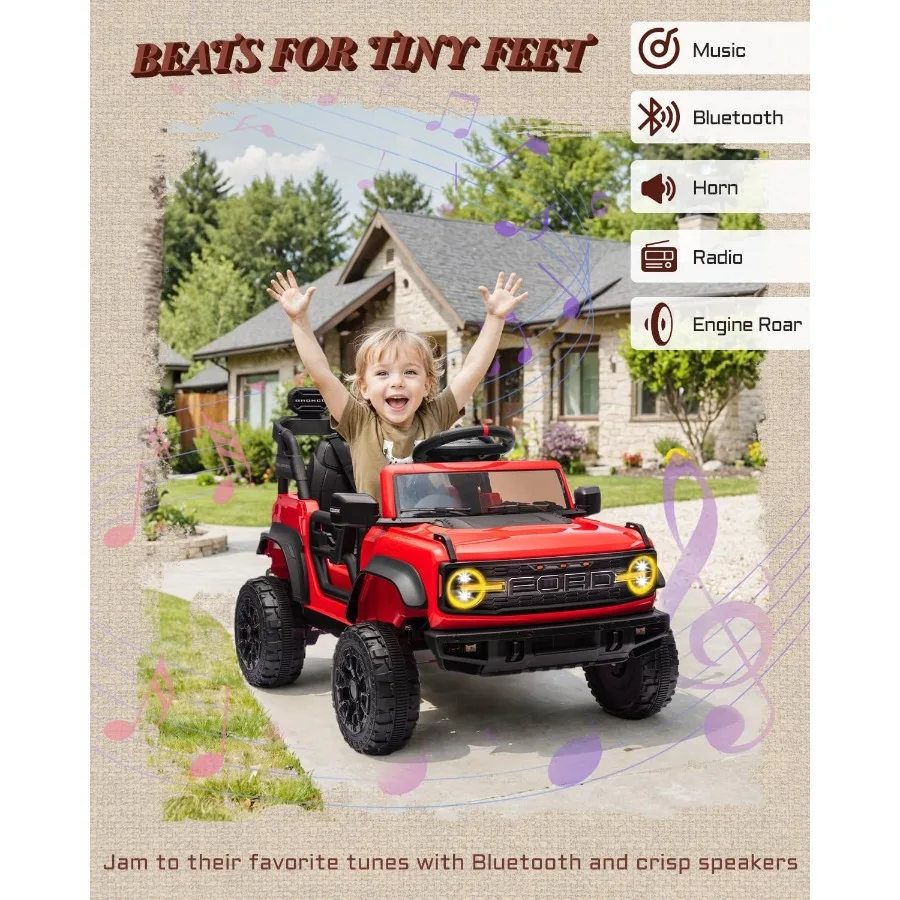 Licencjonowane pojazdy elektryczne 12V dla dzieci, samochodzik dla dzieci z pilotem, elektryczny samochód dla malucha z płynnym rozruchem, otwierane drzwi, MP3