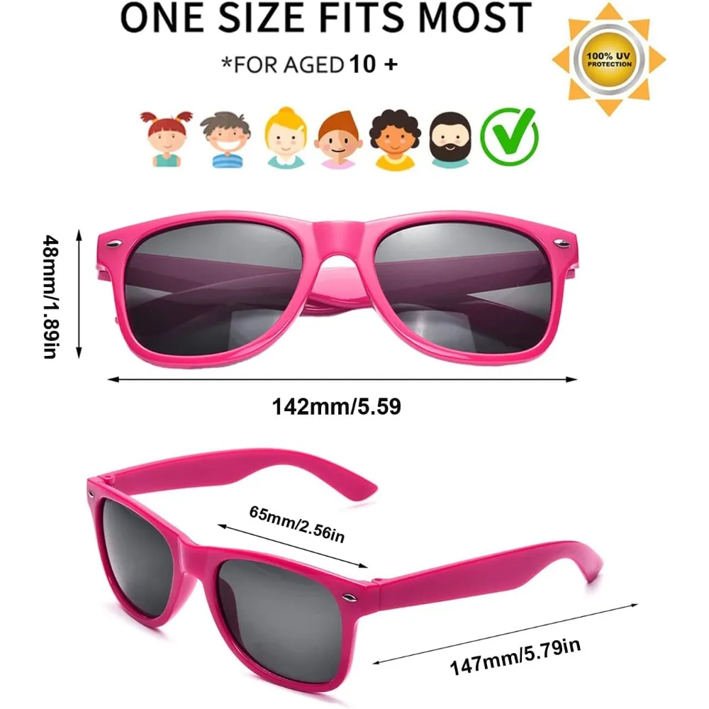 1/8pcs Neon Colors Party Sunglasses Black Studs Retro Unisex Rainbow Street Shot Gift Wedding Favors for Guests - view 6