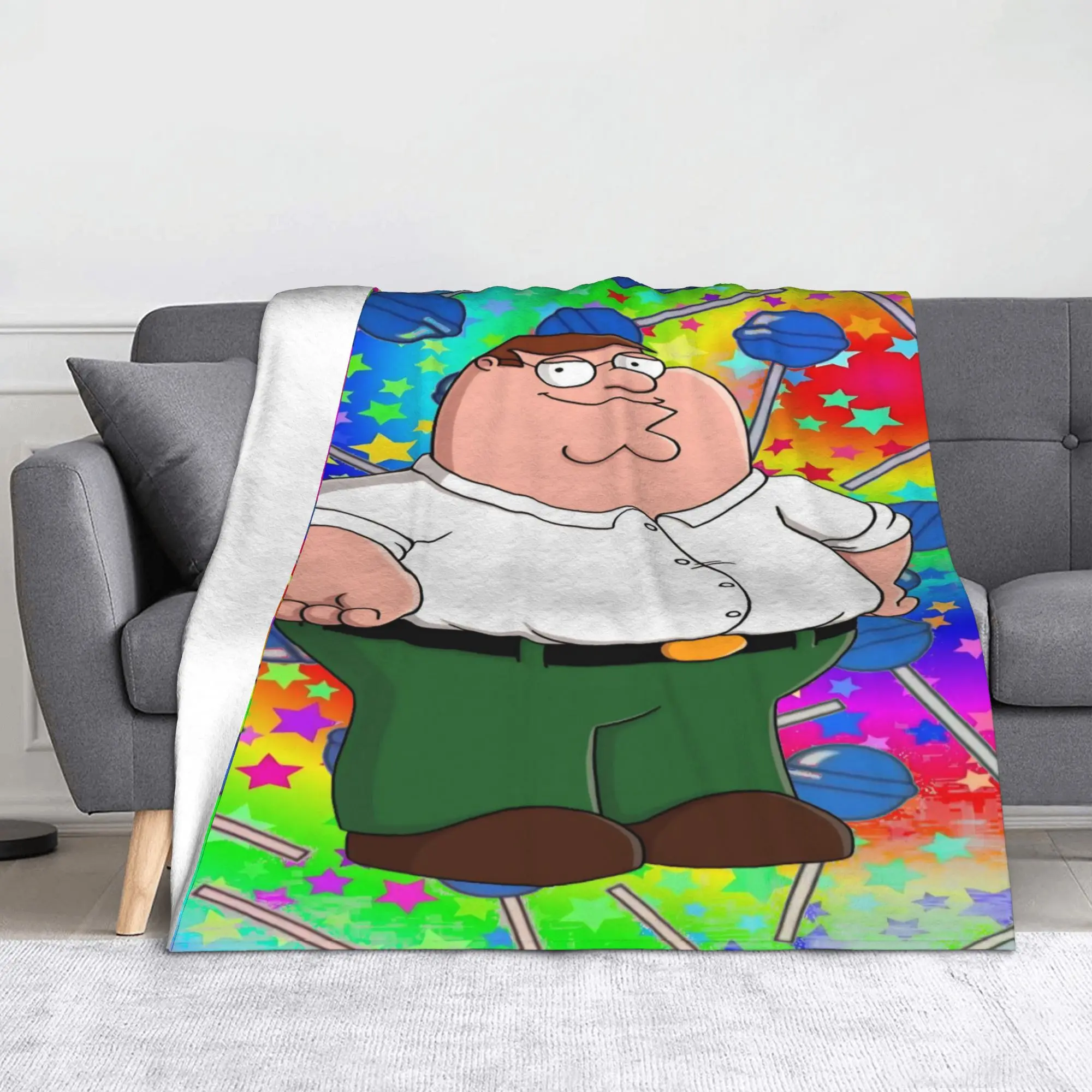 Familys Guys Anime Velvet Throw Blankets Peter Blanket for Sofa Outdoor Super Warm Bed Rug