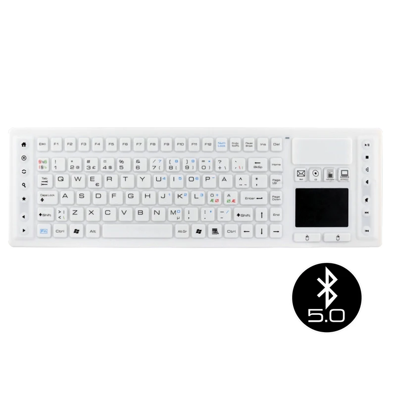 Bluetooth Wireless Industrial Medical Keyboard with Touchpad and Multimedia Keys