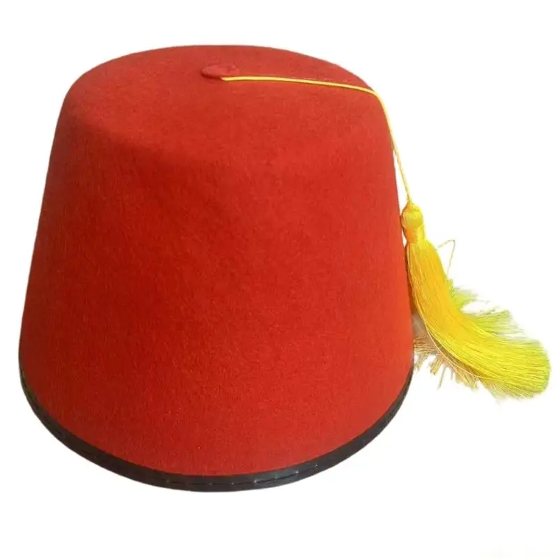 31BF Elegant Turkish Hat Stylish Moroccan Headwear with Decorative Detail