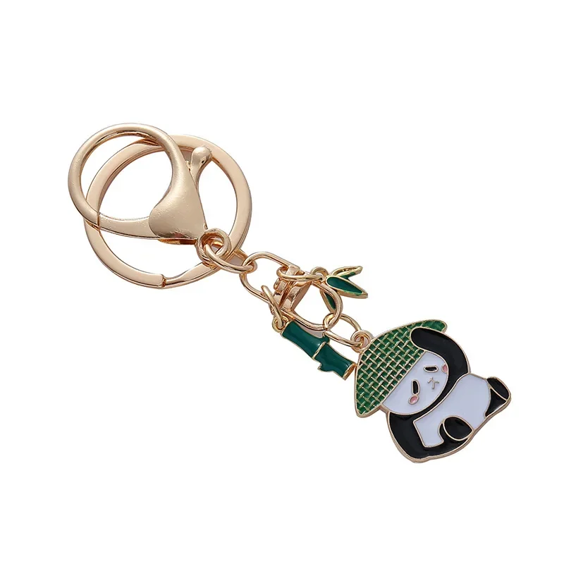 Cute Panda Flower Keychain Couple Pendant Bag Chinese Style Creative Handmade Keyring Gift Key Chains Bag Accessories Pendants