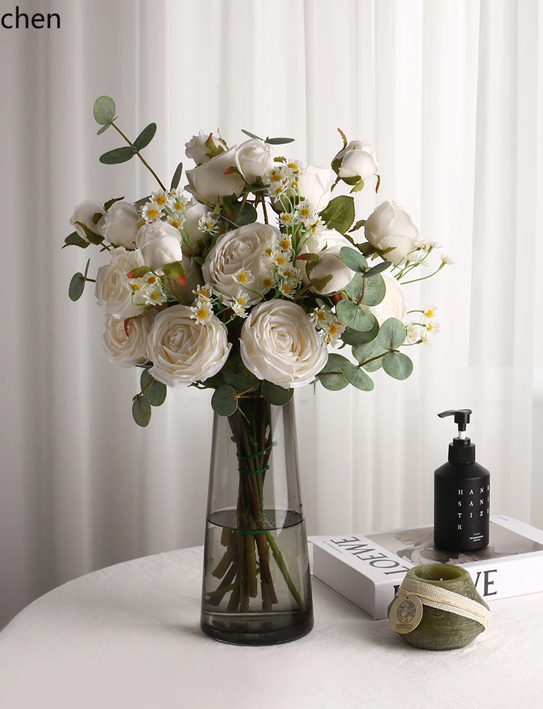 ZML high-grade rose simulation bouquet decoration living room interior decoration flower set ornament