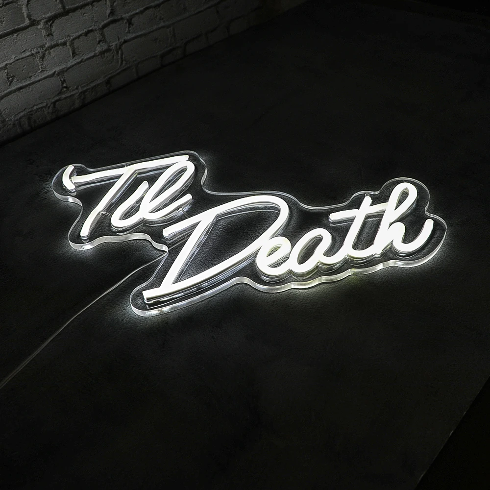 Til Death letrero de neón LED alimentado por USB, decoración de pared para el hogar, habitación, propuesta, regalo del Día de San Valentín, decoración de fiesta de boda