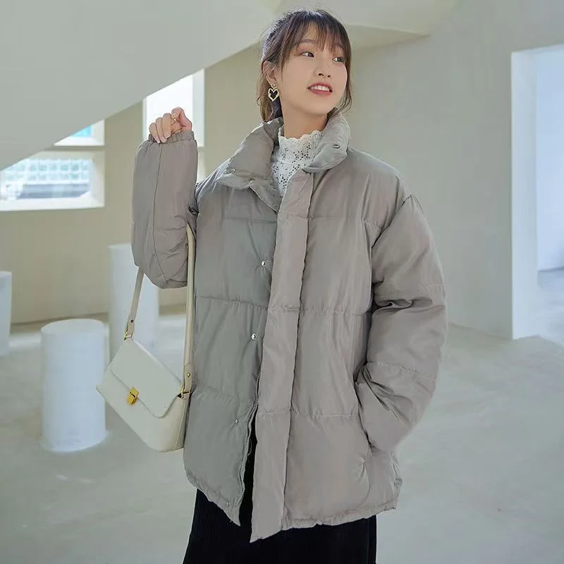 Winter Eiderdown Cotton-padded Jacket Female 2024 New Cotton-padded Jacket Loose Student Bread Clothing Short Cotton-padded Coat