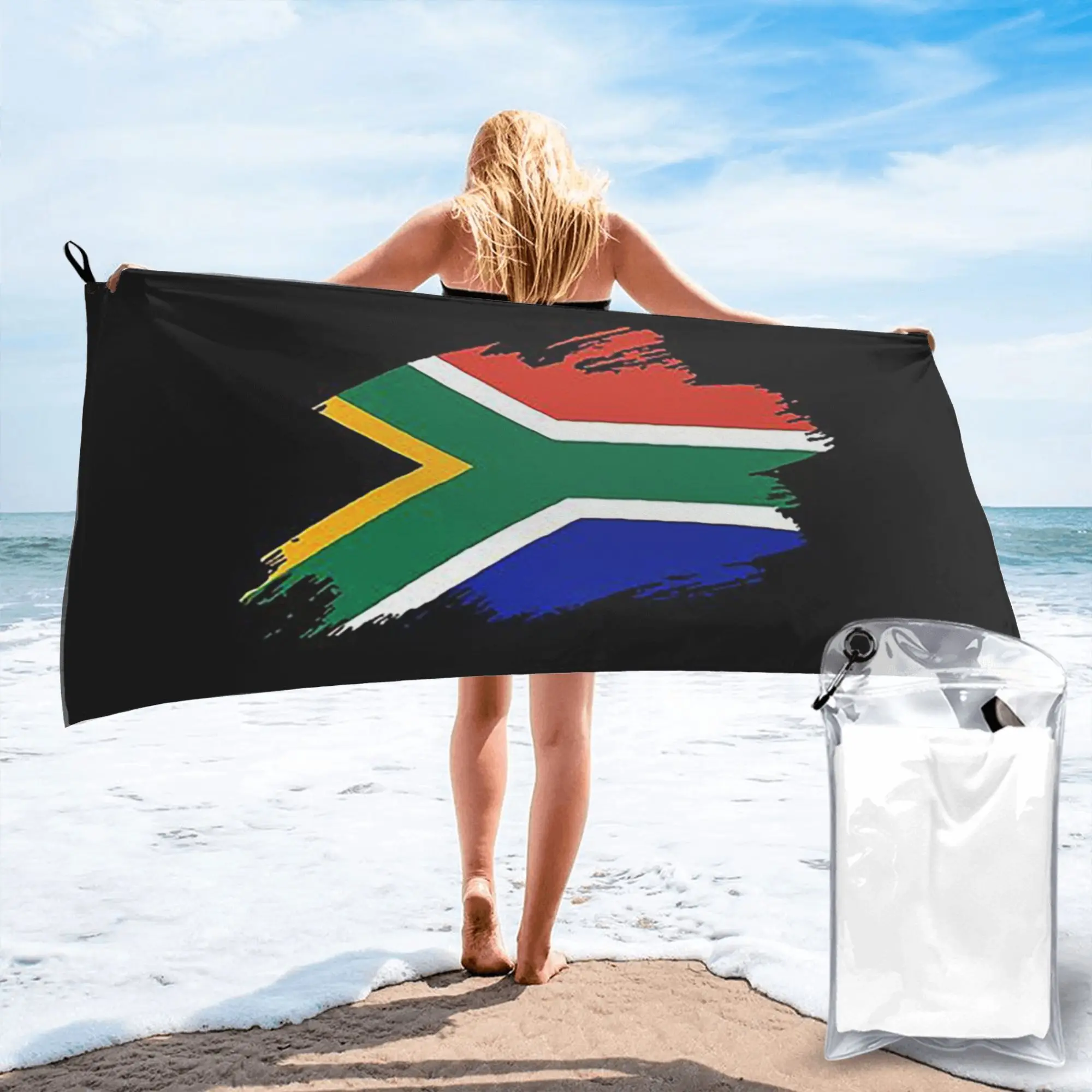 South African Springboks Flag Beach Towel Soft Microfiber Quick Dry Absorbent Quick Towels For Mountain Climbing
