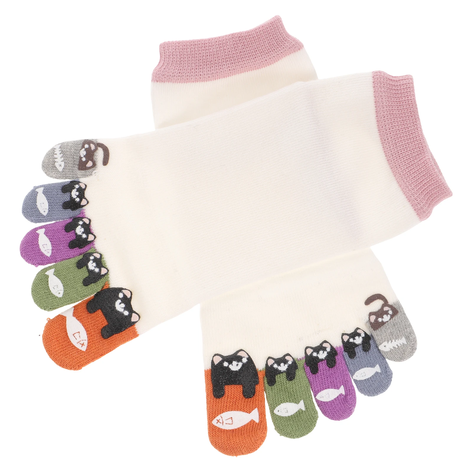 

-finger Socks White Sports Toe Separated for Women Teens Girls Moisture-wicking Breathable Casual Soft Comfortable