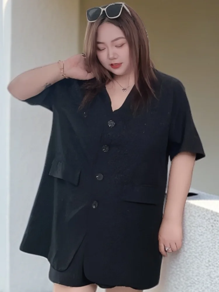 

plus Size Women's Suit Set Elegant Summer Fashion Thick Sister 200 Pounds High-End Feelings Workwear Student Uniform