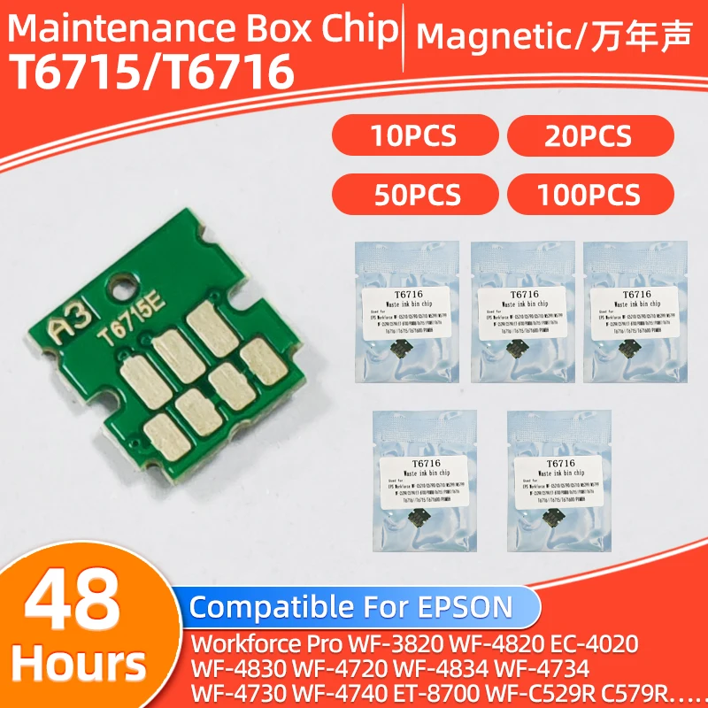 10~100pcs T6715 PXMB8 T6716 Maintenance Box chip for Epson WF C5210 C5290 C5710 C5790 M5298 M5299 M5799 C529 C579R ET8700 S381