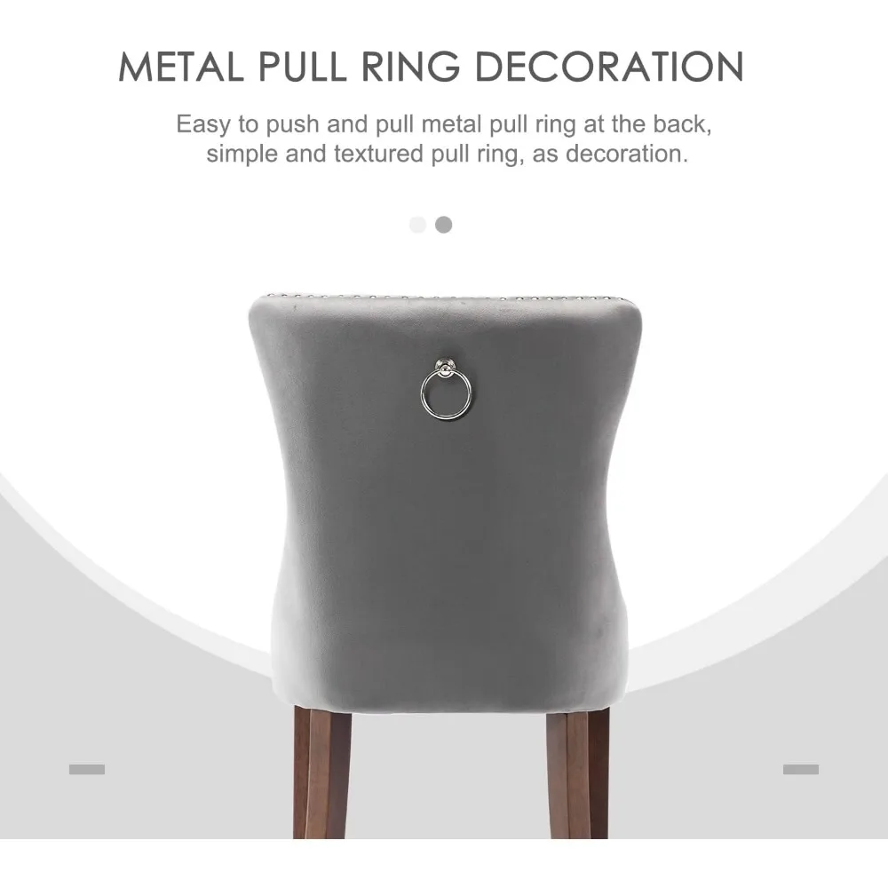 Counter Height Bar Stools Set of 2, 27" Wingback Velvet Bar Stools with Button Back and Nailhead Trim, Upholstered Bar Chairs