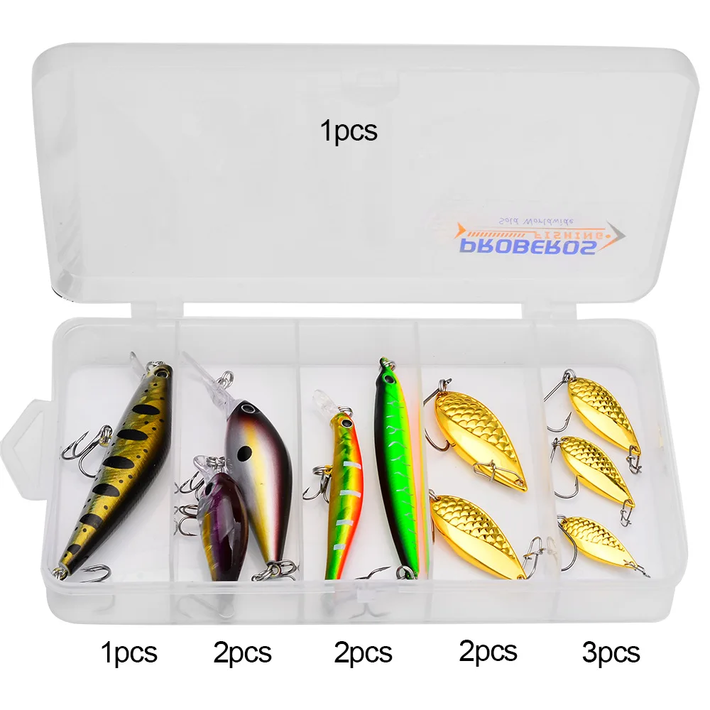 10pcs Set Minoan Pencil Rock Metal Glitter Simulation Lure Novice Combination Set Lsca Artificial Baits for Bass PerchPike Trout