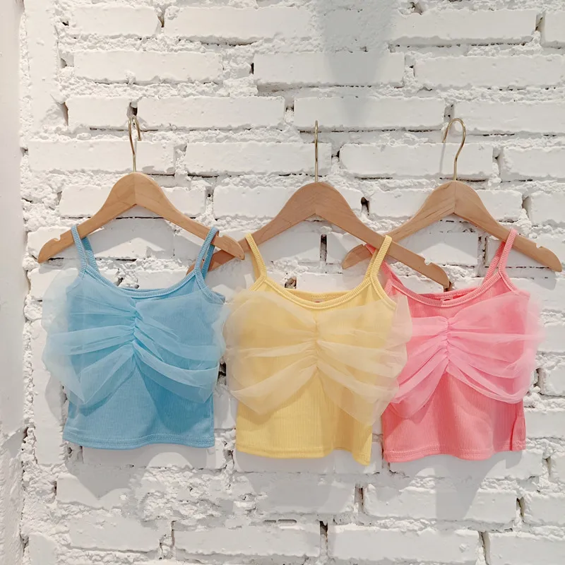 Summer Girls Vest Sling Baby Foreign Style Children's Korean Version Candy-colored Mesh Top Fashion Casual