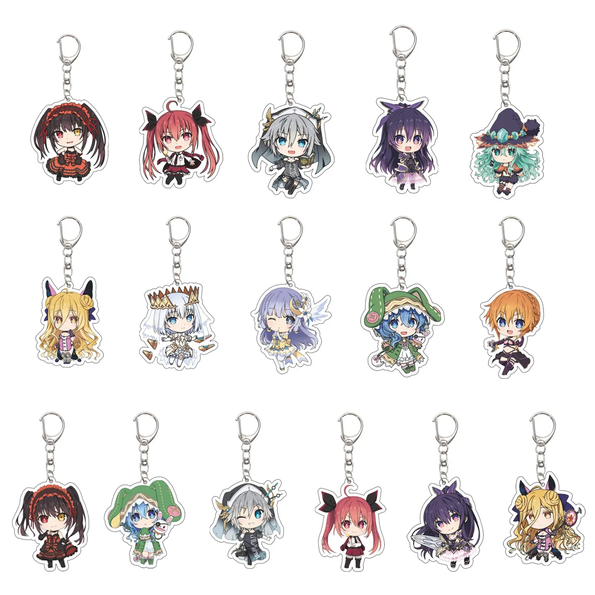 55MM Anime DATE A LIVE Keychain Itsuka Shido/Yatogami Tohka/Yatogami Tenka Key Chain Acrylic Model Plate Christmas Gifts