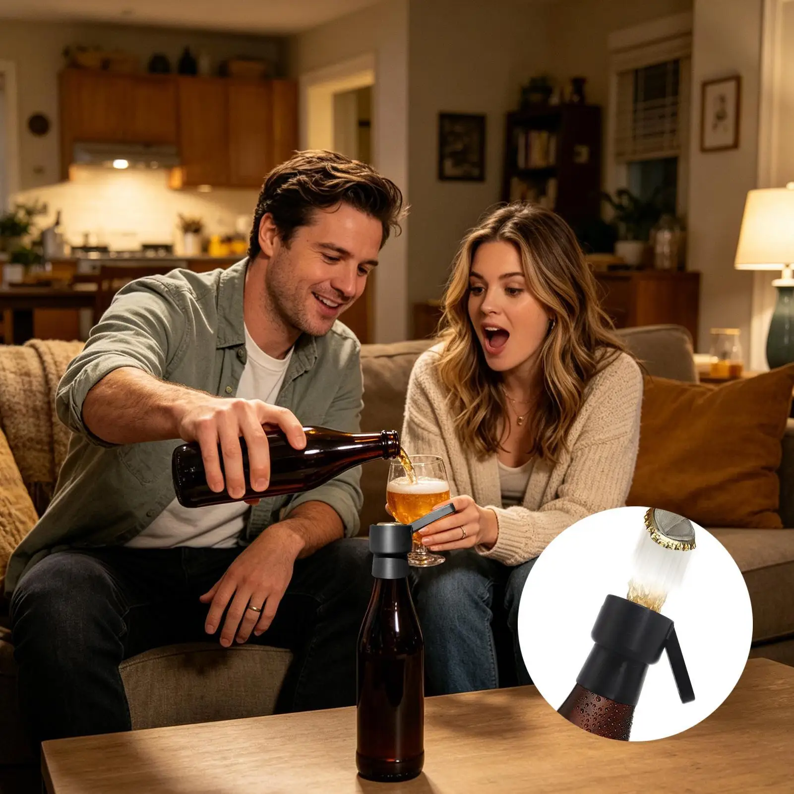 One Handed Push Down Bottle Opener Beer Caps Launcher Ergonomic Wall Mounted Lever Cool Bar Gadget Pro Gift For Men Home Bar