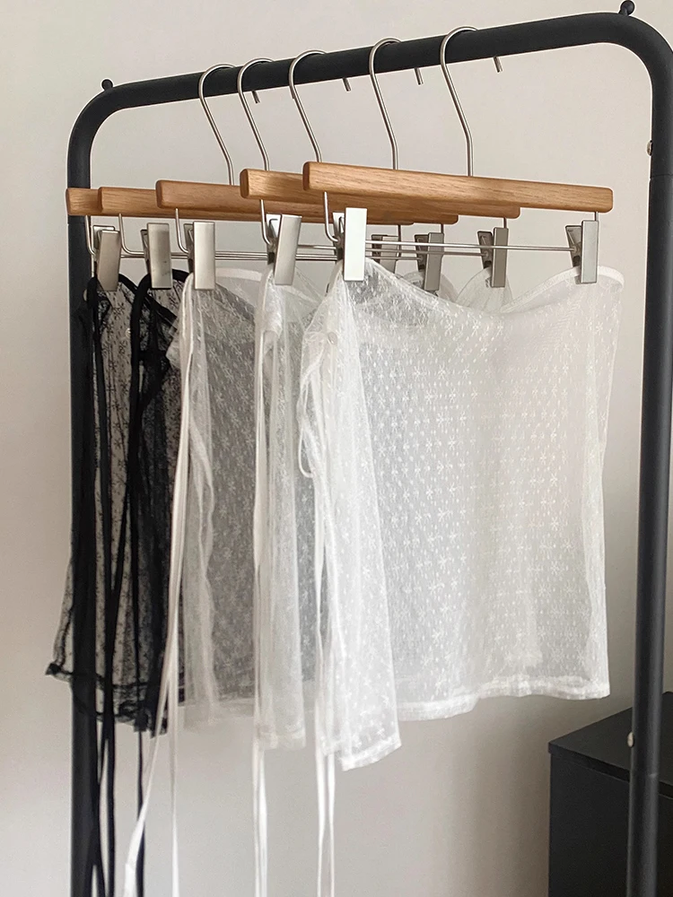 Japanese Style Lace Half Skirt Women's Overgarment Apron One-Piece Belted Cover-Up Transparent Netting Skirt Curtain